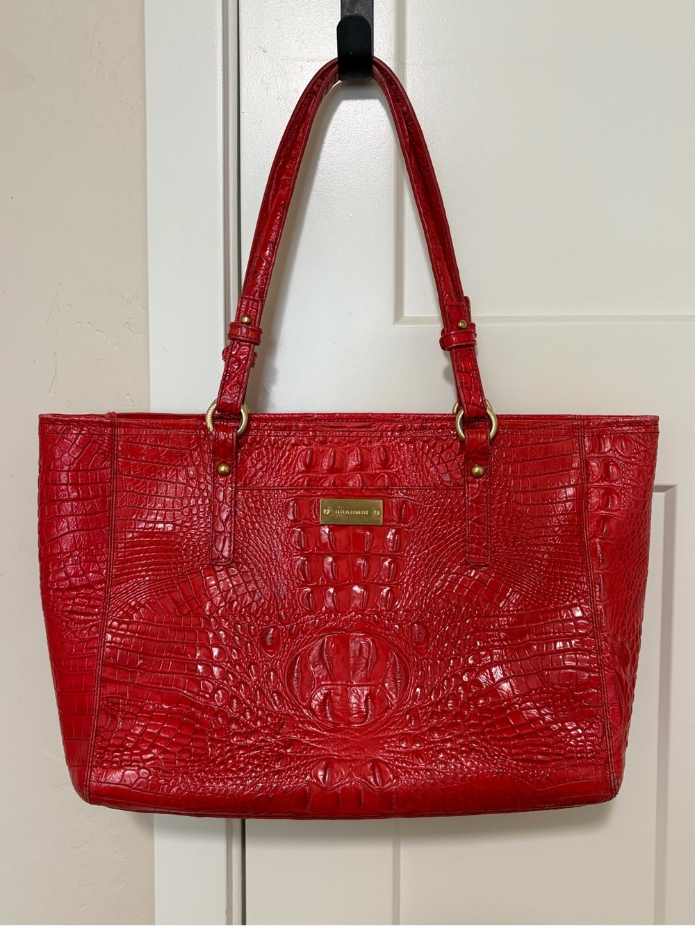 Brahmin Medium ASHER Melbourne Red Croc Leather Tote Purse